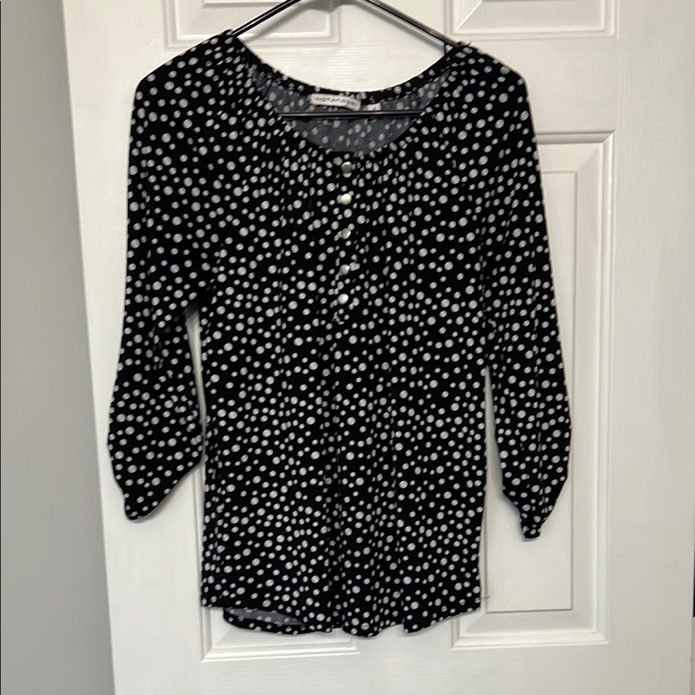 Notations Black and White Fitted 3/4 Sleeve Blouse